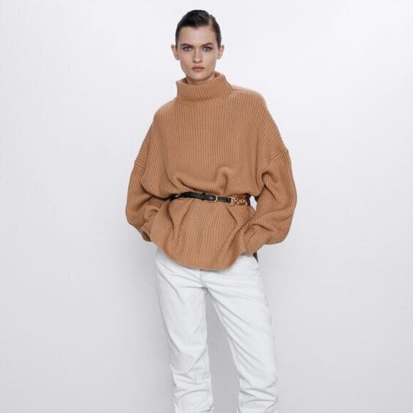 Zara Purl Knit Wool Blend Sweater - Picture 1 of 15